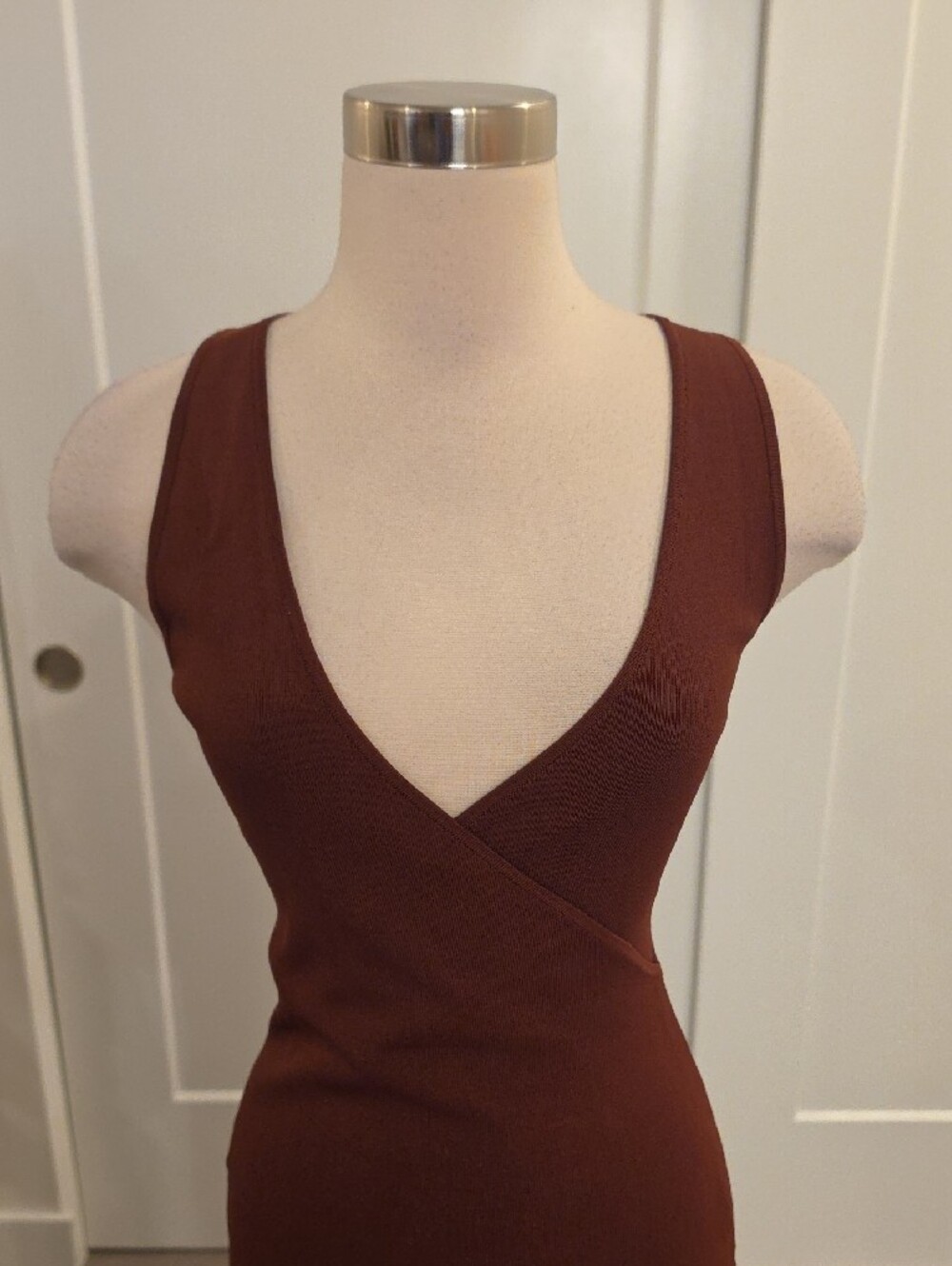 Meshki women’s Sleeveless knit Chocolate Brown Maxi Dress size XS like new - Picture 2 of 8